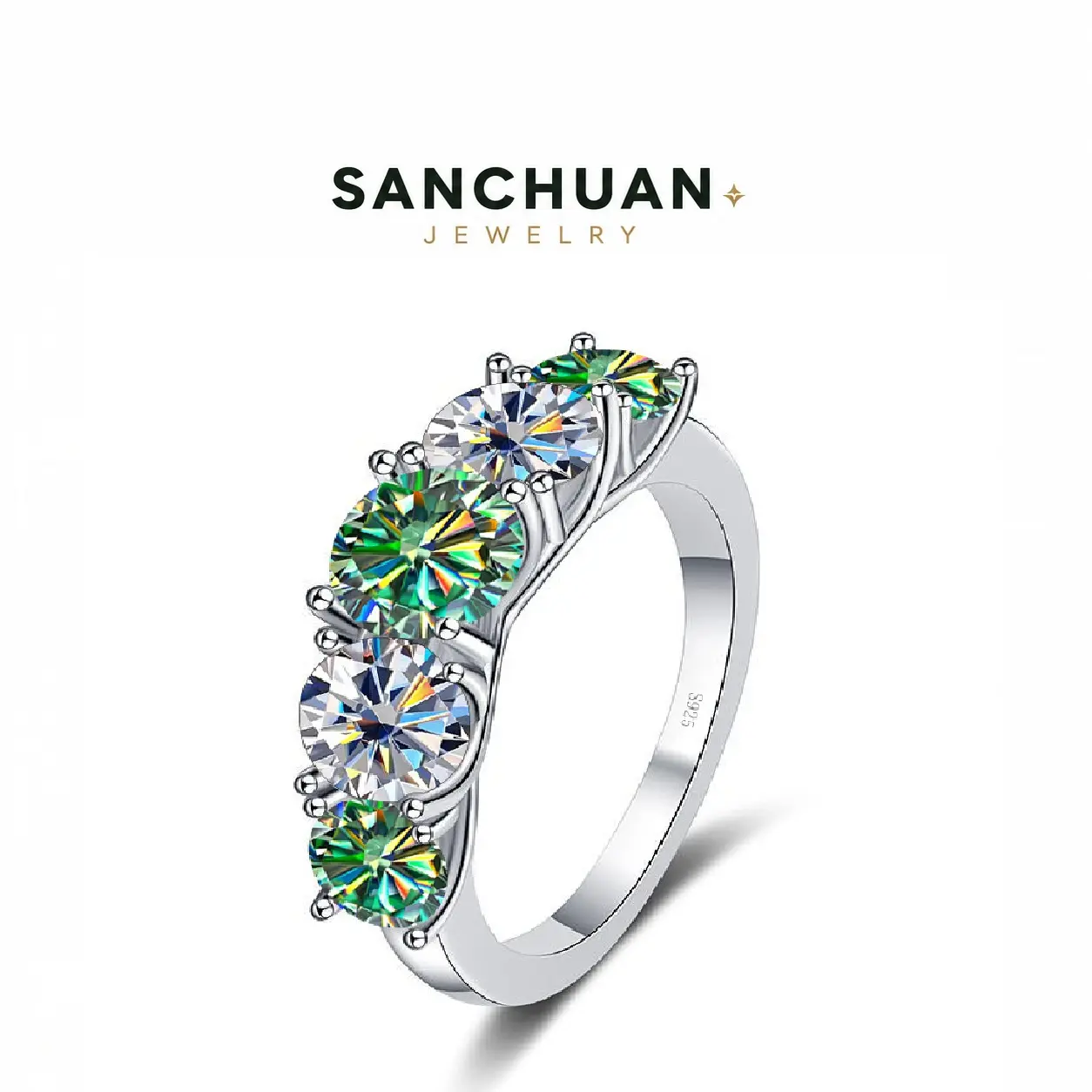 S925 Sterling Silver Women's Ring, D Color Moissanite Eternity Band, 3.6 Carat Moissanite Diamond Ring, Luxury Fine Jewelry