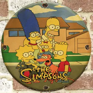The Simpsons Iconic Television Porcelain Enamel Sign (12in)