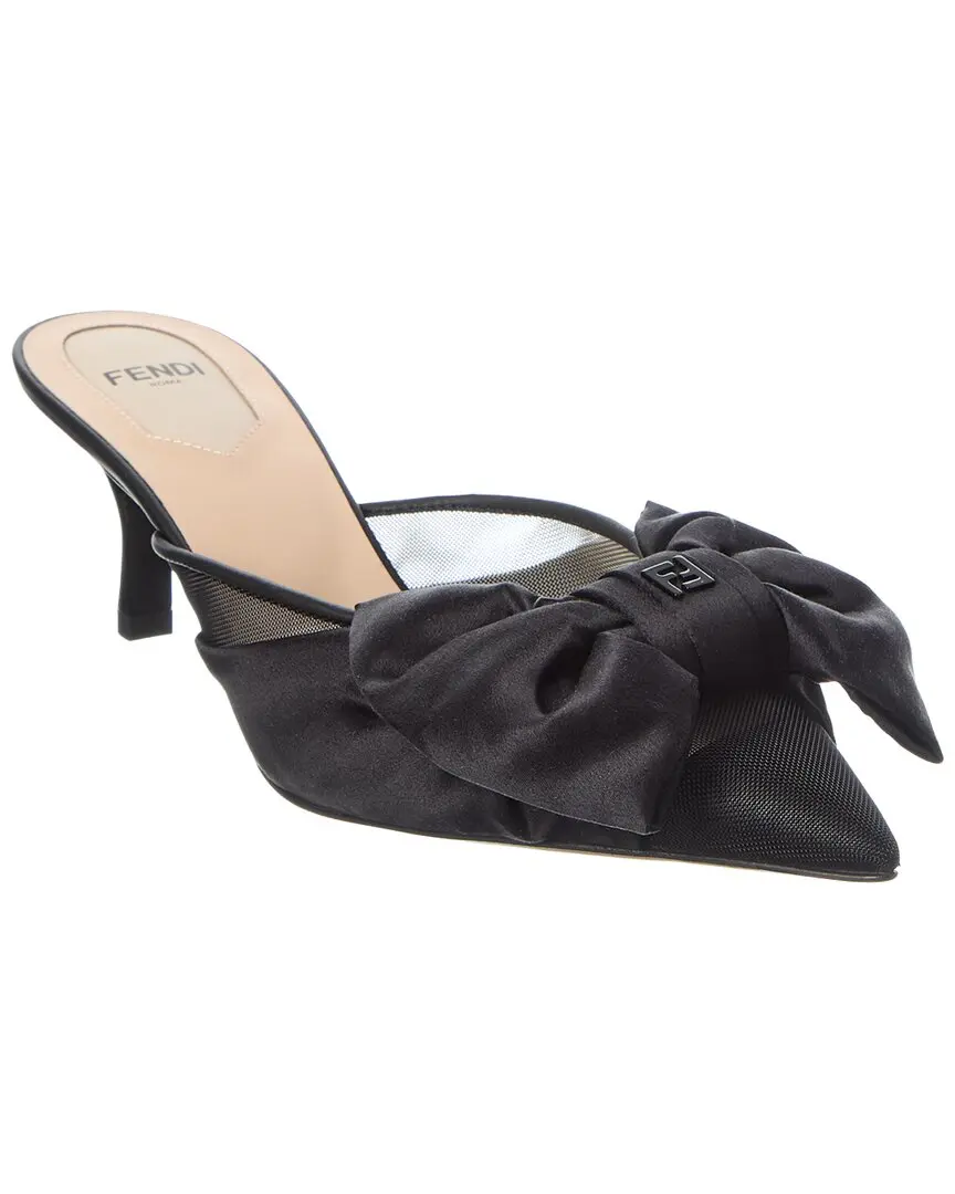 FENDI Colibri Satin & Mesh Slingback Mule