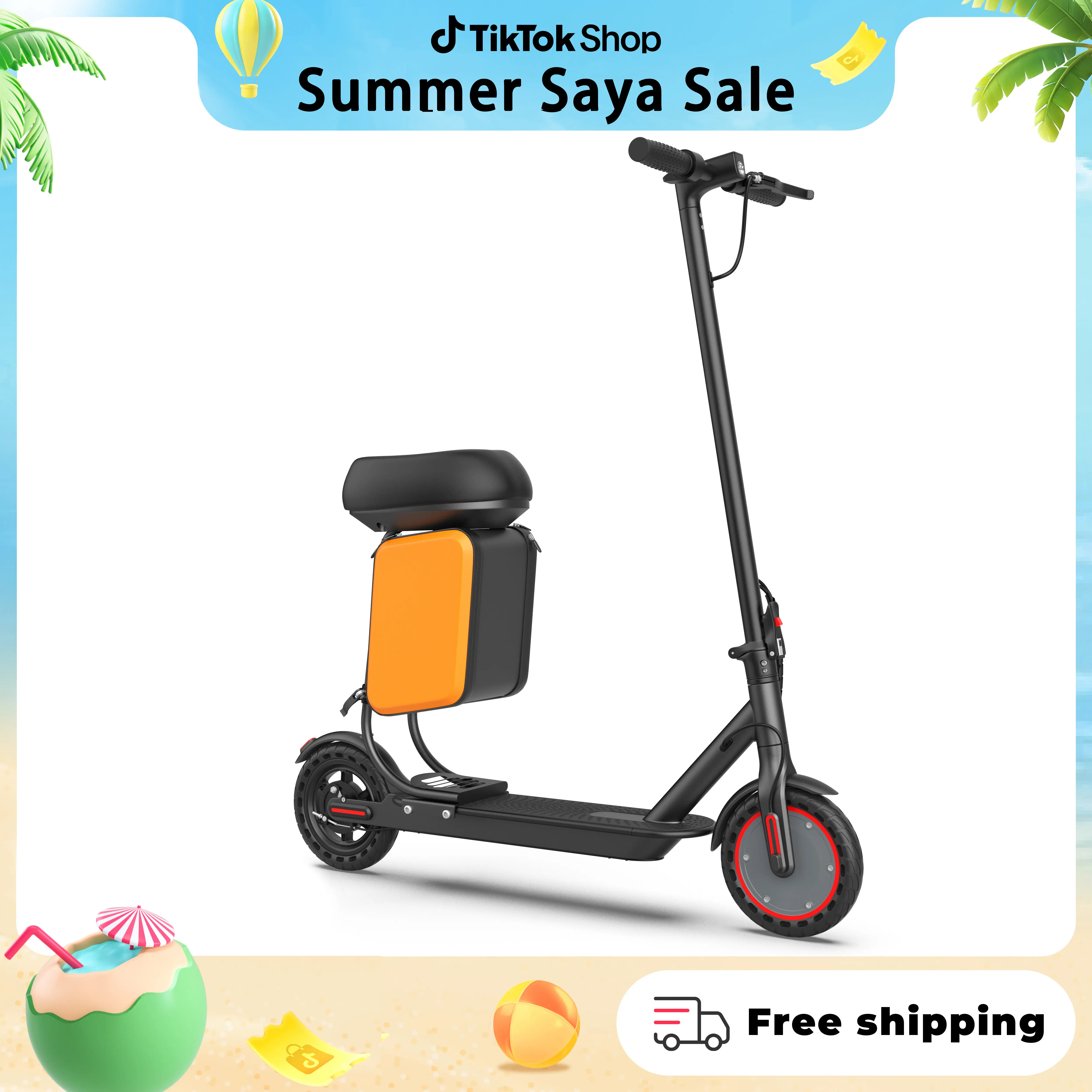 SummerVibes AOPO Electric Scooter, 350WMotor, Top Speed 19 MPH, Milerange 12-16 Miles, Foldable & Portable Design, Perfect Gift for Family and friends, Smart App Control