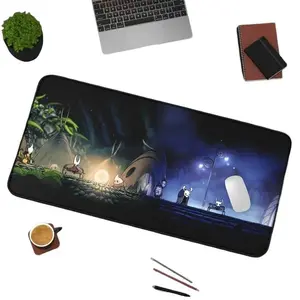 Cusstom Hollow Knight Desk Mat, Dark Fantasy Game Art Mouse Pad, Extended Gaming Desk Pad, Non Slip Rubber, Cozy Desk Setup Decor, Gift for Indie Game Fans