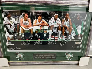 BOSTON CELTICS BIG 6 signed panoramic photo Professionally  matted and framed
