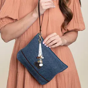 Belen Seed Bead Shell Gold Key Chain Purse Accessory