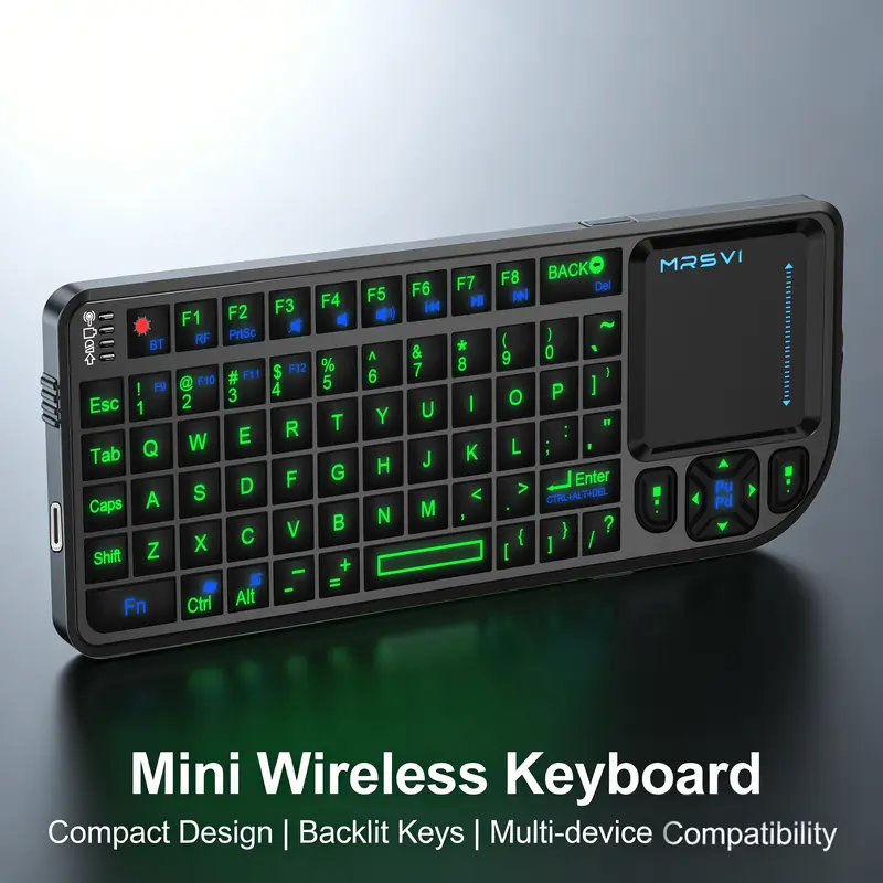 Wireless Mini Keyboard with Touchpad, Portable 2.4GHz USB & Bt5.0, Rechargeable Backlit, Lighted Keyboard, Mouse Combo, Qwerty for Smart TV, PC, Laptop, Xbox, Ps4/5, Multifunctional Keyboard, Rechargeable Backlight Keyboard, Wireless Computer Keyboard