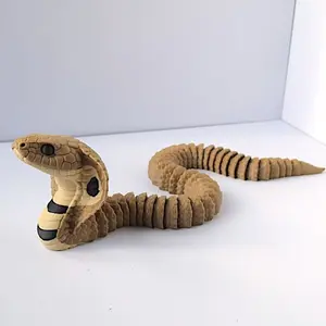 Realistic 3D Printed King Cobra Statue, Lifelike, Durable Plastic Material, Ideal for Home & Office Décor, Unique Reptile Lover Gift