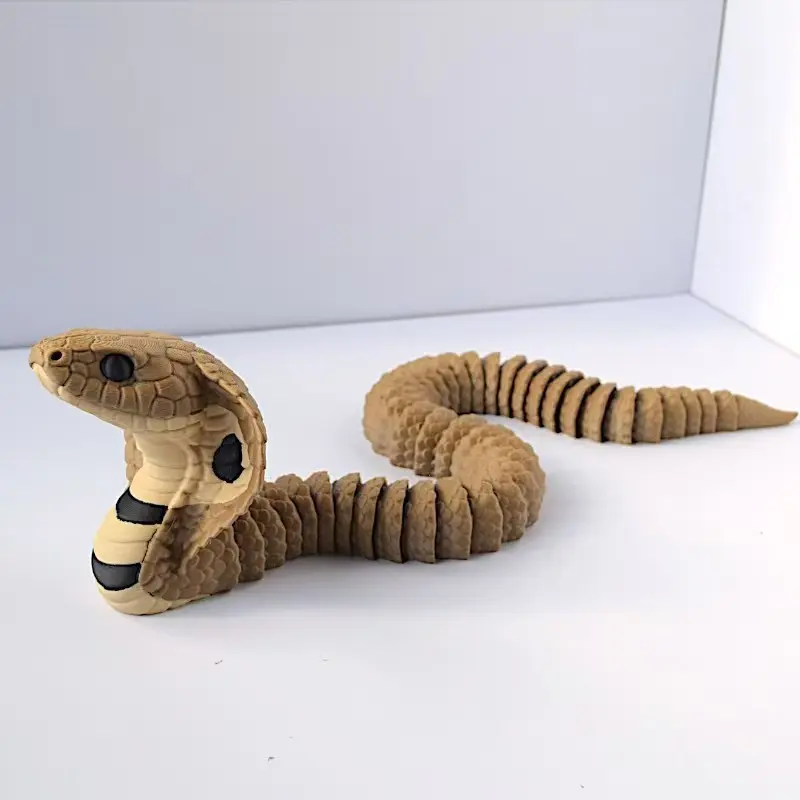 Realistic 3D Printed King Cobra Statue, Animal Figurines, Home Decor Sculptures, Decorative Home Ornament, Collectible Home Decor, Lifelike, Durable Plastic Material, Ideal for Home & Office Décor, Unique Reptile Lover Gift