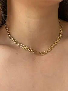 Figaro Watch Link Chain For 18K Gold Filled 5mm Watch Link Finished Chain Choker 16 inch Gold-Tone Fashion Jewelry