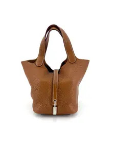 Pre-owned HERMÈS Clemence Handbag Hermes Picotin 18 Gold Top Handle Bag