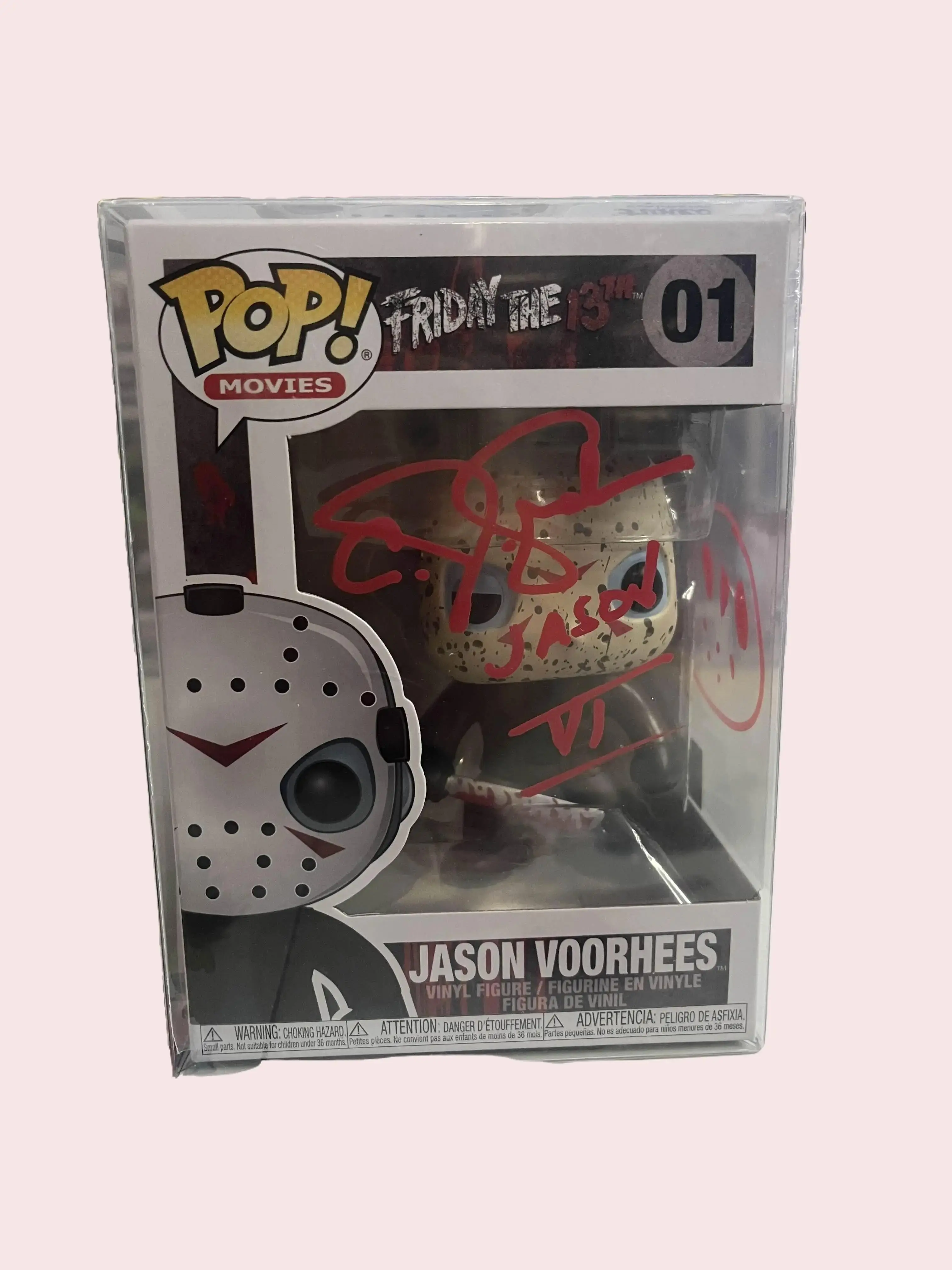 Funko Pop! Autographed Jason Voorhees 01 Signed By CJ Graham RED SIGNATURE WITH DOODLE