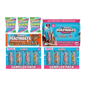 Feastables by MrBeast - TikTok Exclusive Feast Like A Beast Bundle - Perfect For Sharing For Up To 6 People - Peanut Butter Cups, Chocolate Milk ,Sour Strikes, Sampler Pack,Adults & Kids, Candy, Cocoa, Fairtrade Certified, Kosher, Gifting or Snacking