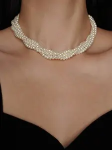 Elegant Multi-Layer Pearl Necklace (4mm), Fashionable Jewelry Accessory, Perfect Gift for Women, Stylish and Versatile Design, Necklets