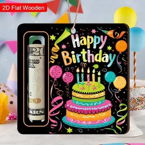 Birthday Money Holder, Creative Birthday Gift Positive Message Card with Happy Birthday Quotes & Cake Balloon Patterns, Surprise Gift for Family and Friends, Fun Party Cards