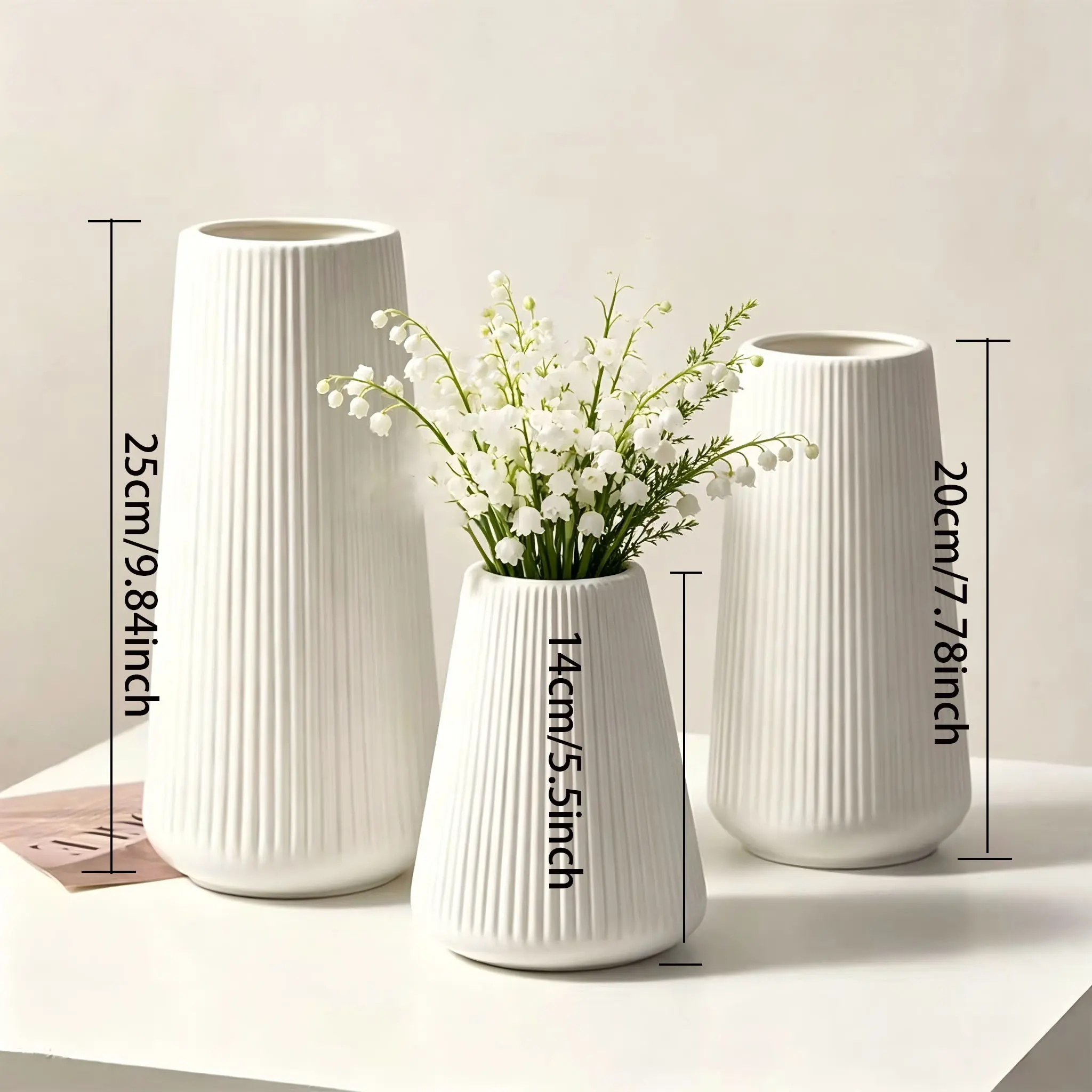 3-Piece Textured Hydroponic Plastic Vases, Modern Minimalist Flower Pots, Plant Vase, Ideal for Pampas Grass, Eucalyptus, Dried Flowers, Home Decor, Decoration, Decorative Flower Vase