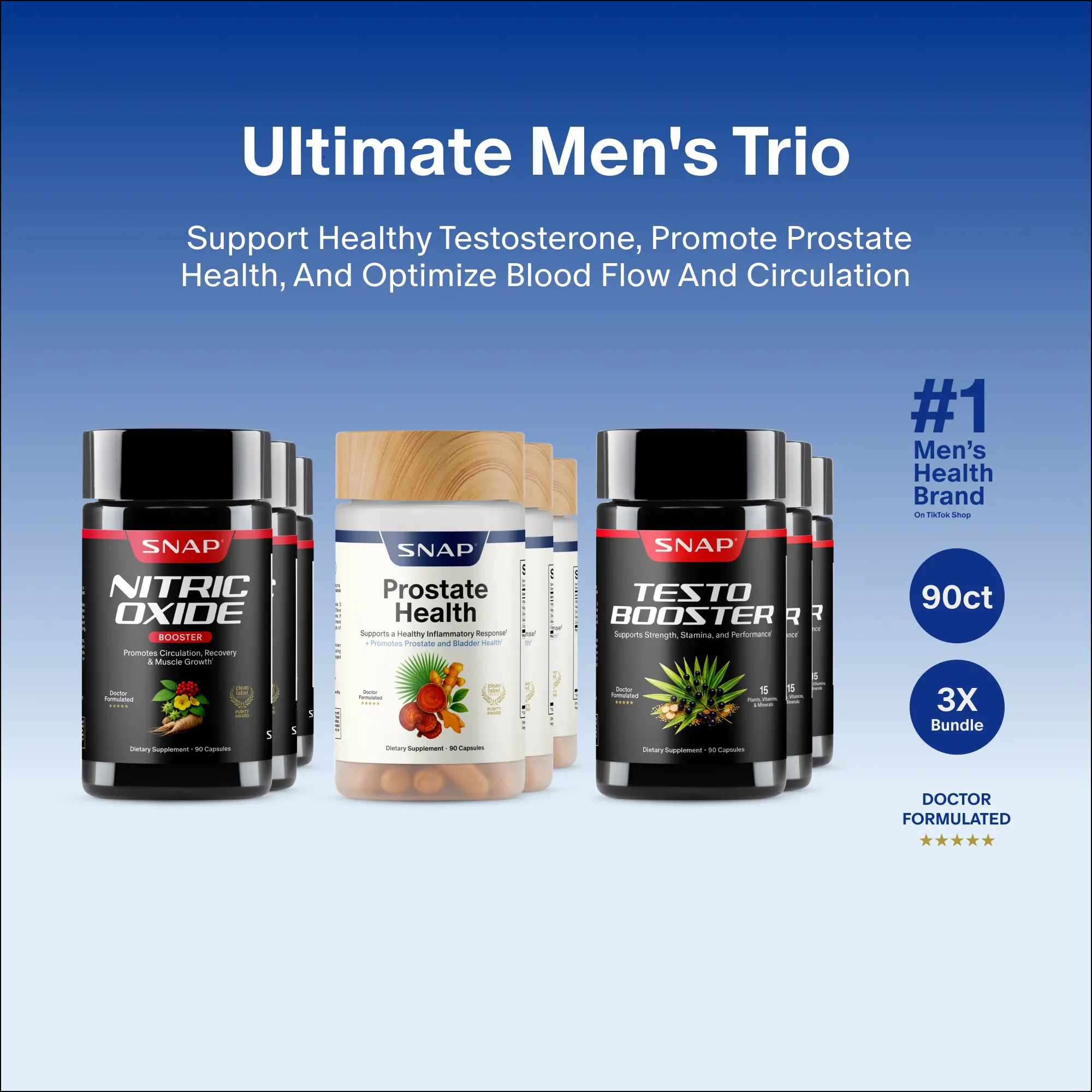 3x "Big Boy Bundle" Ultimate Men's Health & Vitality - Testo Booster + Prostate Health + Nitric Oxide Booster - Supports Testosterone Production - D-Aspartic Acid & 14 Plants - Boost Blood Flow & Stamina - Muscle Mass & Performance Booster