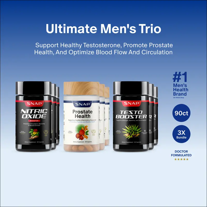 3x "Big Boy Bundle" Ultimate Men's Health & Vitality - Testo Booster + Prostate Health + Nitric Oxide Booster - Supports Testosterone Production - D-Aspartic Acid & 14 Plants - Boost Blood Flow & Stamina - Muscle Mass & Performance Booster