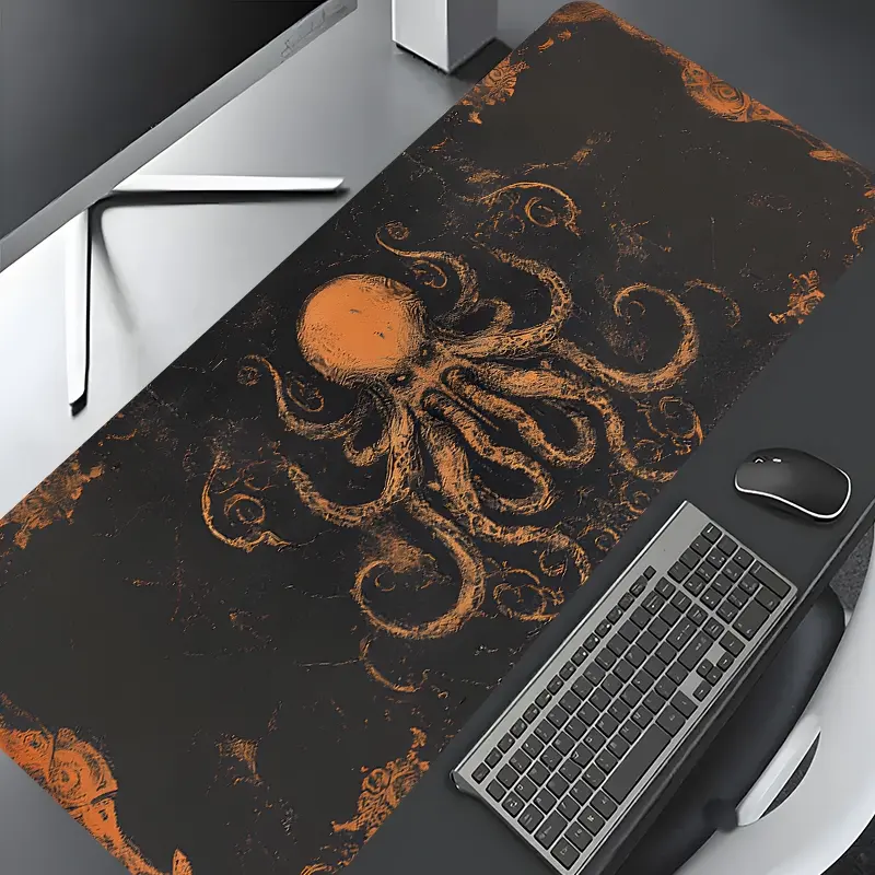 Vintage Gold Cthulhu Large Gaming Mouse Pad,Aesthetic Desktop Drotection Pad,Washable Rubber Pad Non-Slip Lock Edge Multi-Size Mouse Pad Suitable For Home Office,Good Gift for Family and friends