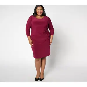 Dennis Basso Petite Italia Knit Ruched Dress