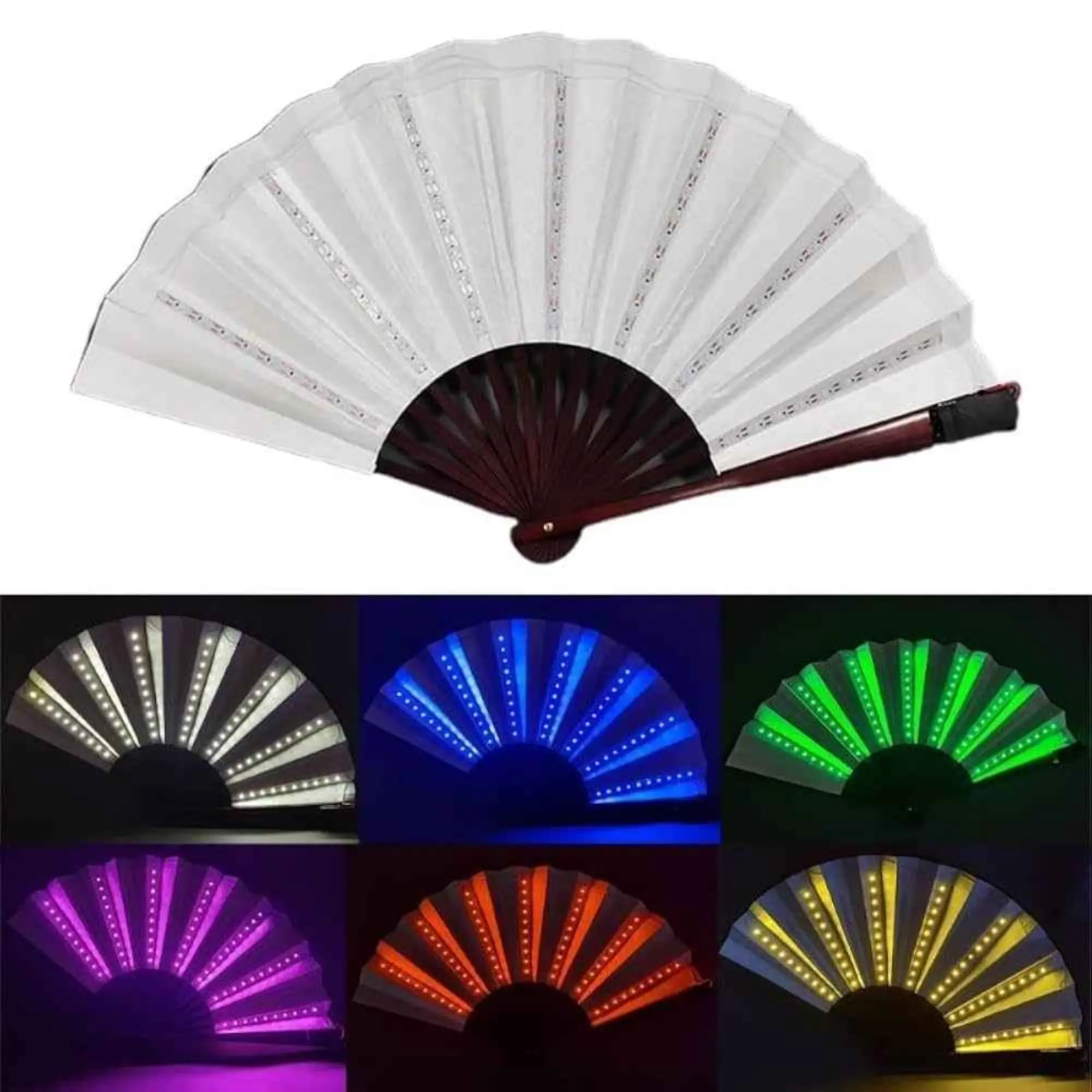 12" Rechargeable LED Light-Up Hand Fan - Lightweight Home Decor Accessory with Remote Control, Ideal for Parties, Festivals