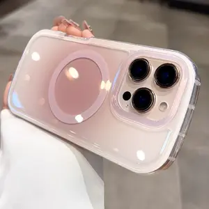 For iphone17 pro phone cases 16 15 14 13 Pro Max case MagSafe Gradient Oval Magnetic Anti Drop  Aesthetic Cover  Pink phone case