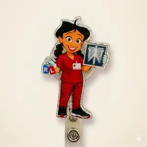 Funny Xray Radiology Sparkly Retractable Badge Reel Cute Rad Tech ID Holder For X-ray Technician Radiology Student Work Accessory