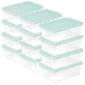 Sterilite 12Qt Storage Boxes, Clear Plastic Containers with Lid, Set of 12, Mint