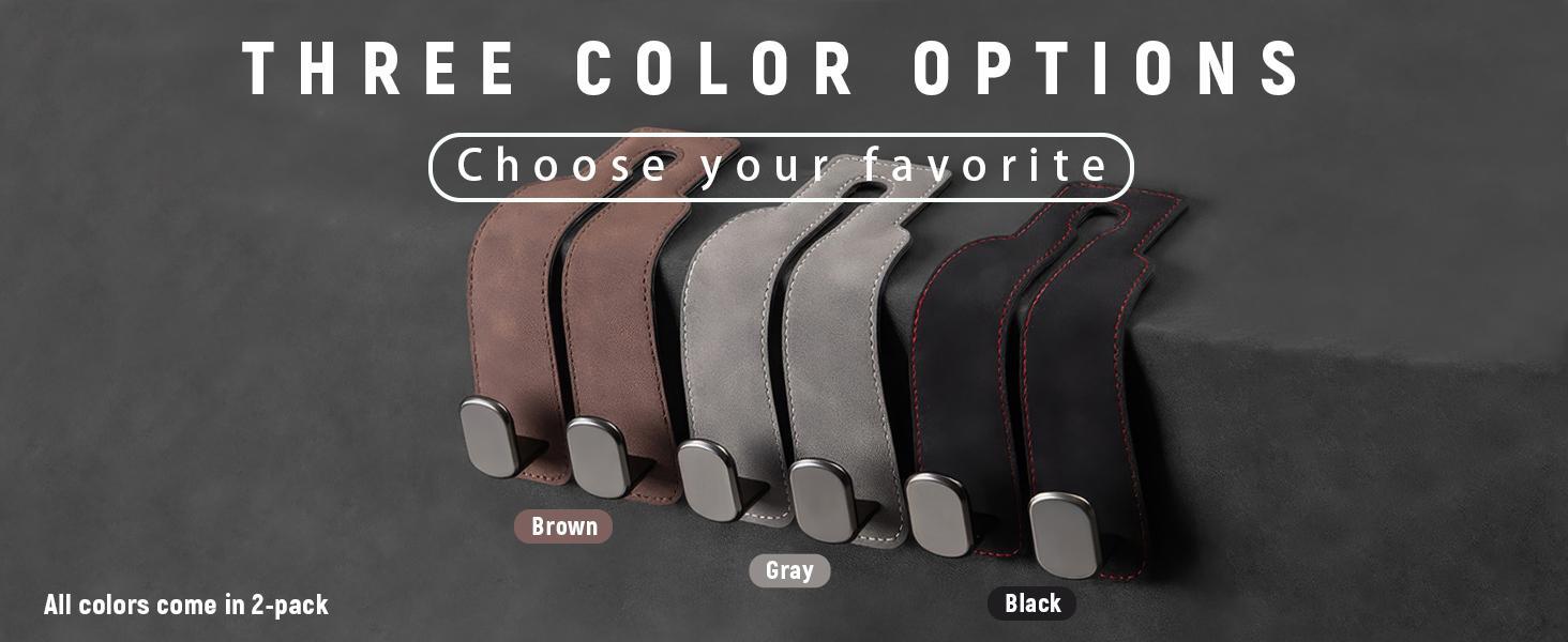 2PCS Car Seat Back Storage Hook, Car Seat Headrest Hook,Car Hooks for Purses and Bags, Purse Holder for Car, Leather Car Seat Back Storage Hook Double Hook Car Seat Hangers Organization Accessories