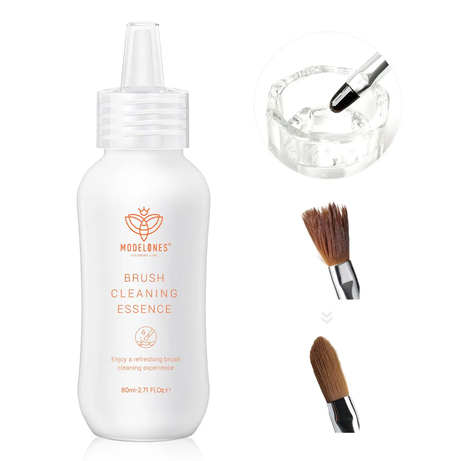 Modelones Nail Art Brush Cleaner & Restorer 2.71 Fl.Oz for Manicure Brush | Cleaner for Polish/Nail Extension Gel/Nail Art Liner/Dip Powder/Acrylic Builder Manicure Brush DIY Salon at Home