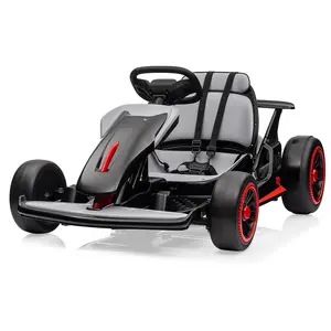 Electric Drift Go Kart for Kids, Go Kart with 200W Dual Motor & 7AH Battery, 8.1MPH Max Speed, 360° Drifting, 5-Point Safety Belt, 110LBS Load,USB/MP3 Player,Black