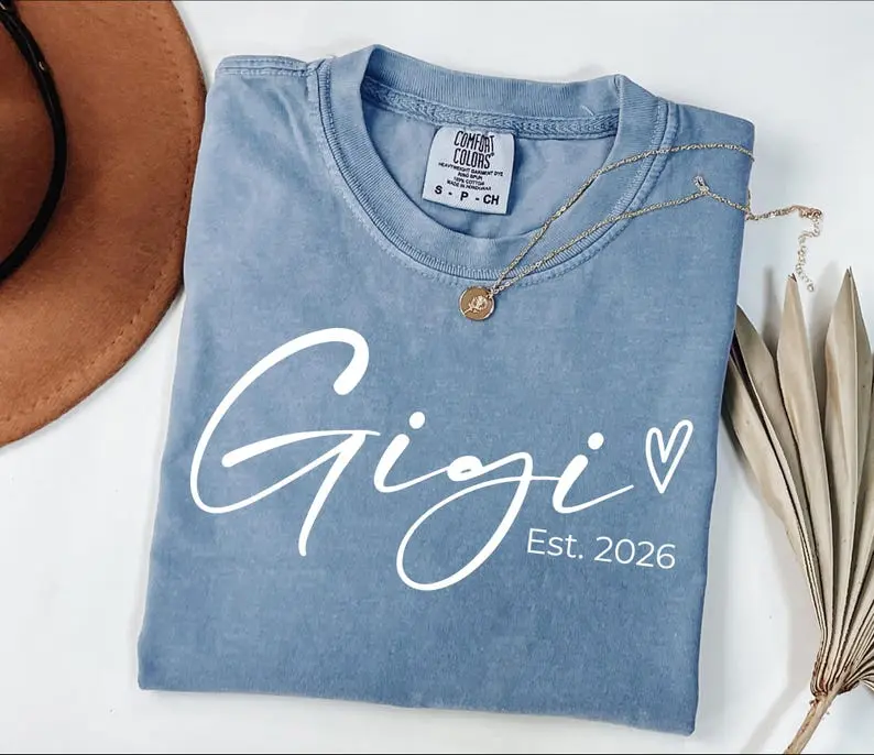 Comfort colors Gigi Est Shirt, Mothers Day Gift For Grandma, New Nana Announcement, Granny Shirt, Gigi Gift, Mimi Shirt, Nonny Shirt, Grammy Shirt