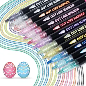 Double Line Outline Art Pen, DIY Graffiti Marker Pen, 8-60 Color Options, Ideal for Scrapbooking & Drawing, Perfect for Creative Projects