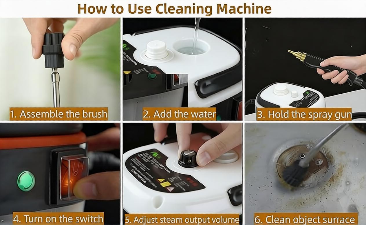 2500W Handheld Steam Cleaner High Temperature Pressurized Steam Cleaning Machine Portable Car Steamer with Brush Heads