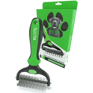 Mighty Paw Dual-Sided Dog Grooming Rake for Dematting & Deshedding