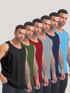 Six Packs Boyfriend Style Summer Men's Five-piece Quick-drying and Breathable Tank Tops, Moisture-wicking Casual Sportswear, Suitable for Fitness, Exercise and Running, Loungewear and Work Attire.