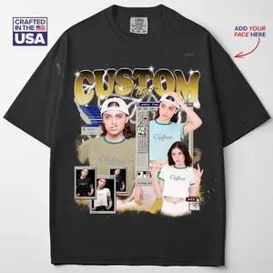 Custom Bootleg Rap T-Shirt, Personalized Face Shirt With Name, 90s Graphic Tee Style, Vintage Gift For Him, For Her, Trending Global Outfits