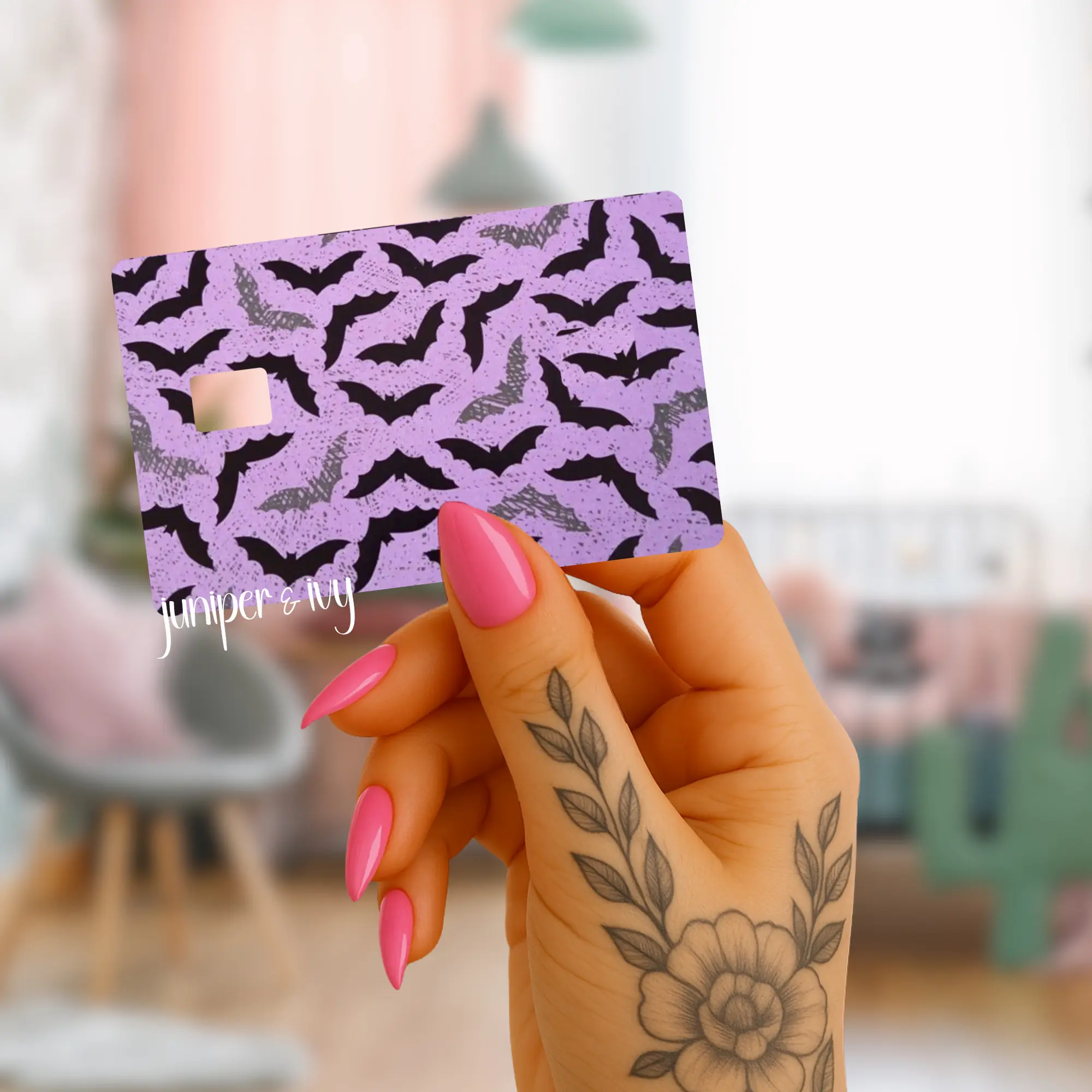 Pastel purple bats credit card skin Pastel purple bats credit card skin
