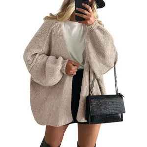 JointlyCreating Women's Oversized Cardigan Sweater Fall Long Lantern Sleeve Open Front Lightweight Knitwear Tops for Casual Wear