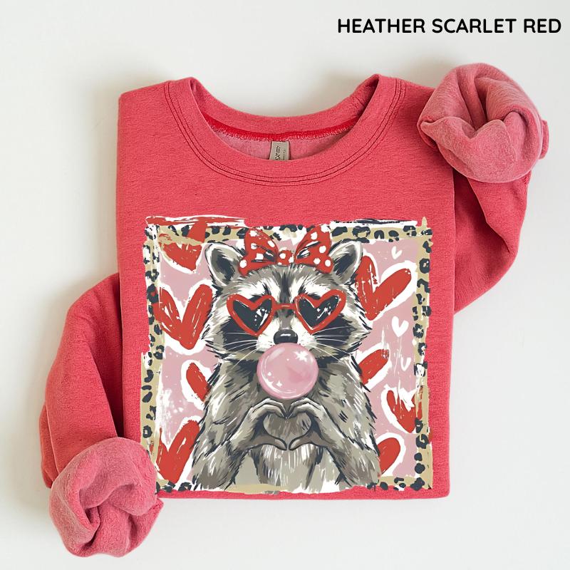 Leopard Valentine Raccoon Sweatshirt, Cute Raccoon Love Sweater, Funny Romantic Quote Shirt, Trendy Animal Valentine Graphic Shirt