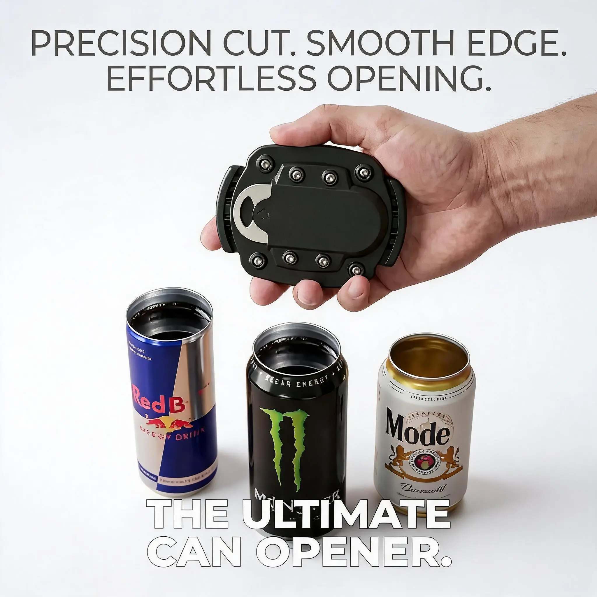 Stainless Steel Can Opener with Silicone Guard, Fits 8-25oz Cans for Beer Drinks, Reusable as Flower Pot or Ashtray for Party Kitchens