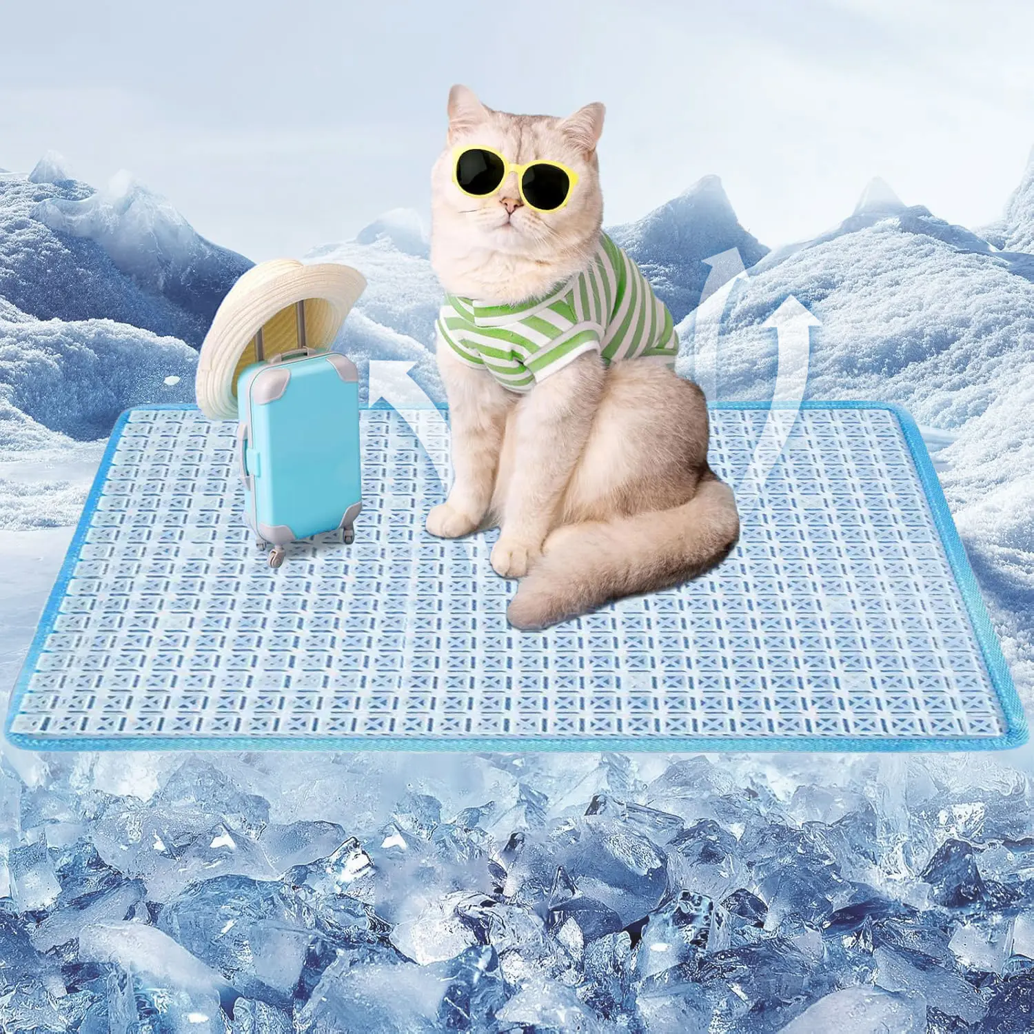 Pet Cooling Mat for Dogs & Cats - High Elasticity & Strong Support Mesh Cooling Bedding, Outdoor Use Sleep Pad