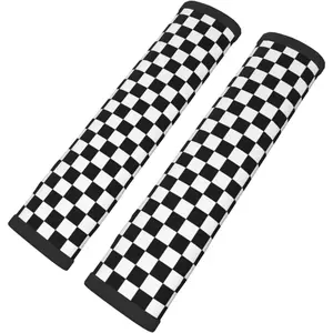 2pcs Car Seatbelt Shoulder Pads Creative Chessboard Cute Cartoon Safety Belt Protection Vehicle Interior Accessories