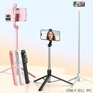 67 Inch Selfie Stick with Tripod, Multi-Functional Extendable Phone Stand, Remote Control, Light, Compatible with iPhone & Android, Ideal for Travel, Vlogging