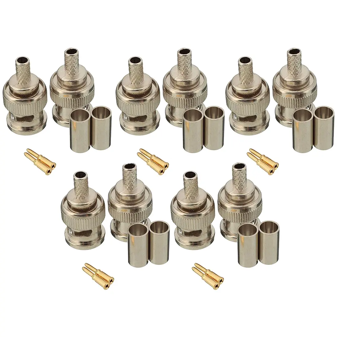 10 Sets 3-Pieces BNC Male Crimp Connectors for RG58 Cables, Motorhome Parts & Accessories for Automotive, Boat Use