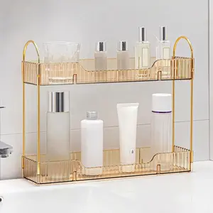 2 Tiers Narrow Vanity Makeup Organizer, Bathroom Organizers Countertop Slim, Perfume Holder Skincare Storage  Shelf  Rack, for Small Desktop Counter Space,
