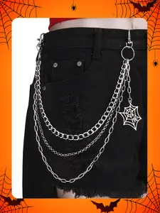 Punk Halloween Spider Pants Chain Adjustable Waist Chain Jean Chains for Women Men Pocket Chain for Pants Layered Biker Hip Punk Chains for Men Y2K Jewelry for Women Accessory Silver Black Trendy Fashion for Music Festival