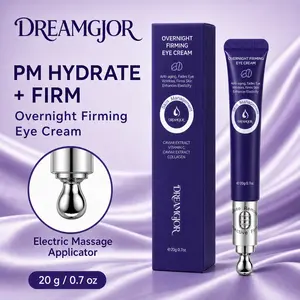 DREAMGJOR PM Overnight Firming Eye Cream with Electric Massage Applicator, Hydrating Under Eye Care for Dryness and Fine Lines, 0.7 oz