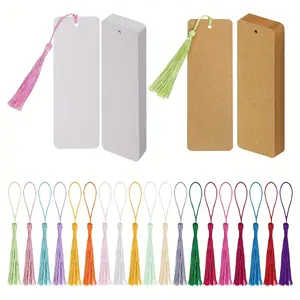 20 Blank Bookmarks Paper Cards with Tassels DIY Handmade Creative Bookmarks Set for Reading Enthusiasts Book Accessories