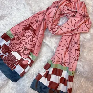 Demon slayer Scarf | Soft Cozy Winter Scarf | Demon Slayer Cosplay Gift | Kawaii Pink Shawl