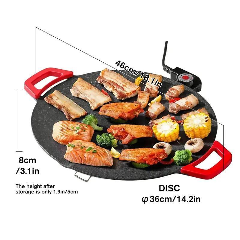 TANLOOK KITCHEN 1500W Portable Electric Korean BBQ Grill Indoor Smokeless Non-stick Grill Pan Adjustable Temperature Control Universal Fry Griddle for Home Cooking