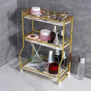 CNCEST 3-Tier Bathroom Countertop Organizer, Durable Iron and Plastic Easy Assembly and Cleaning, Space-Saving Storage for Toiletries and Cosmetics Racks