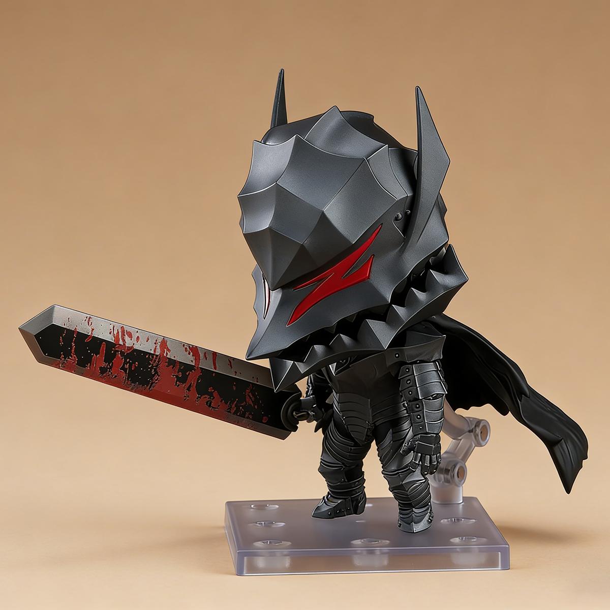Q Version Berserk Guts #2134 & #2830 Berserker Armor Action Figure Set, Interchangeable Face Anime Collectible Model Toy